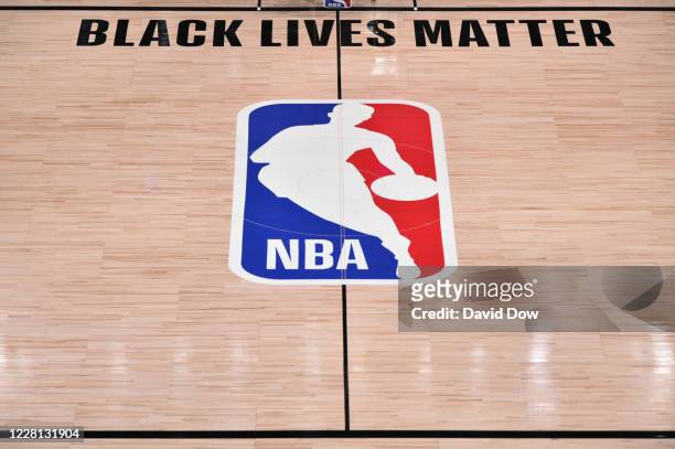 General overall view of the court before the game of the Los Angeles Lakers against the Portland Trail Blazers for Game two of the first round of the...