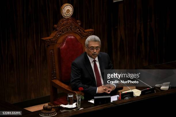 Sri Lankan president Gotabaya Rajapaksa at the inaugural session of the new parliament, delivers his policy speech at Colombo, Sri Lanka. 20 August...