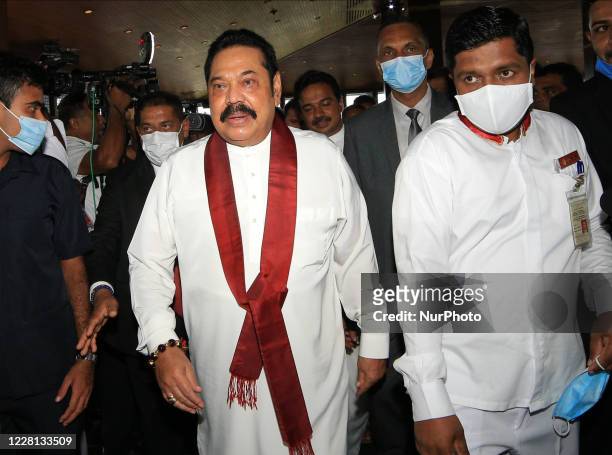Sri Lankan prime minister Mahinda Rajapaksa leaves after attending the inaugural session of the new parliament at Colombo, Sri Lanka. 20 August 2020.