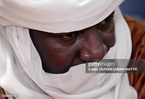 Head of Nigerian association "Aghir N'Man" Almoustapha Alhacen is pictured during a press conference, 04 April 2007 in Paris. Several associations...