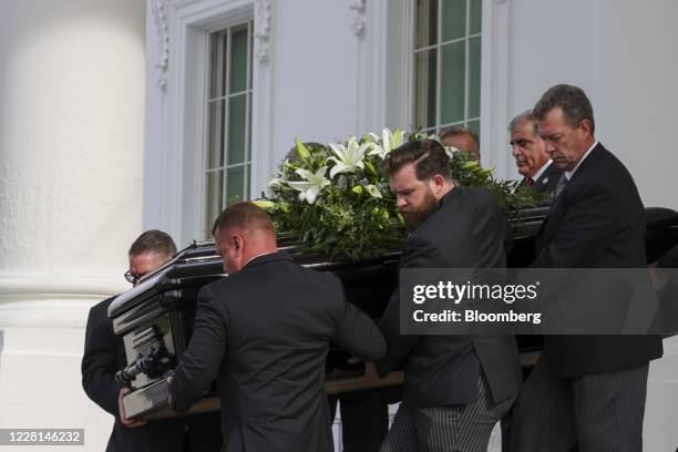 Pallbearers carry Robert Trumps casket at the North Portico of the White House following his funeral service in Washington, D.C., U.S., on Friday,...