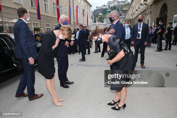 Ferderal President of Germany, Frank-Walter Steinmeier and his wife Elke Buedenbender greets Federal President of Austria, Alexander Van der Bellen...