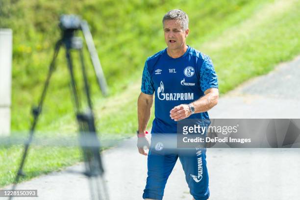 Athletic coach Werner Leuthard of FC Schalke 04 looks on during the FC Schalke 04 Training Camp on August 22, 2020 in Laengenfeld, Austria.