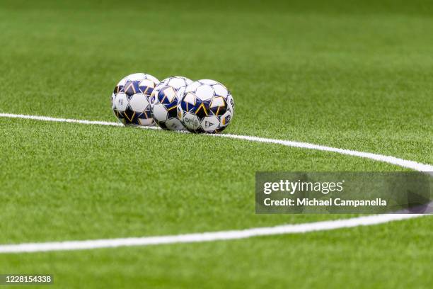 Allsvenskan match balls during the Allsvenskan match between Djurgardens IF and IFK Goteborg at Tele2 Arena on August 22, 2020 in Stockholm, Sweden.