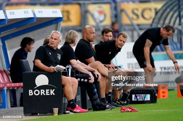 Assistent Coach Gery Vink of Willem II, Coach Adrie Koster of Willem II, Chima Onyeike of Willem II, Jos van Nieuwstadt of Willem II during the Club...