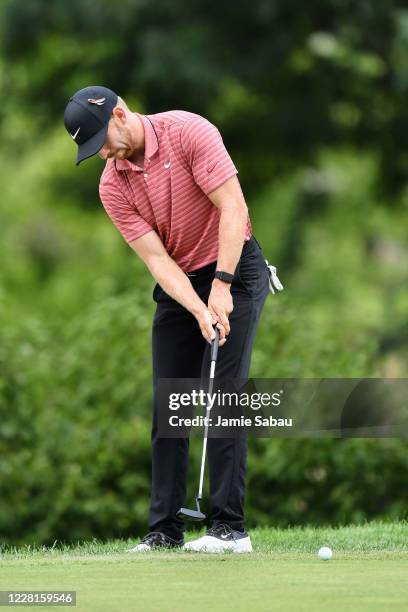 Jimmy Stanger putts from the edge of the 15th green during the third round of the Nationwide Children's Hospital Championship at The Ohio State...