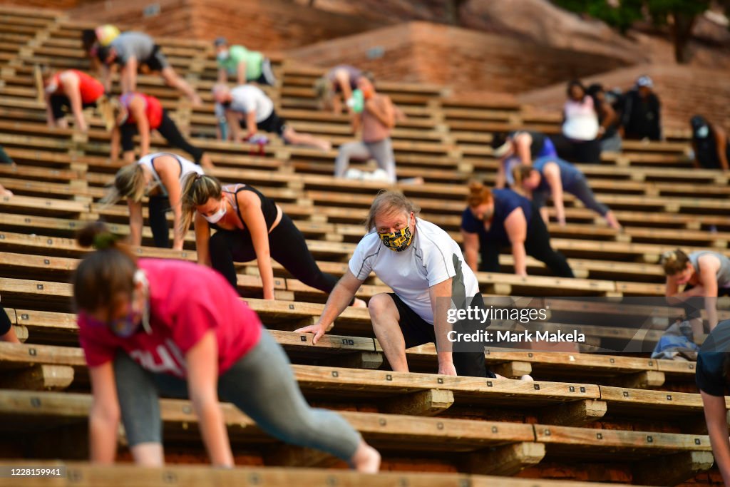 Colorado's Famed Red Rocks Amphitheatre Hosts Social Distanced Yoga And Drive-In Movies