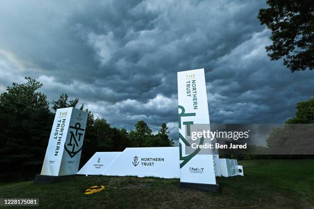 Storm approaches causing a weather delay during the final round of THE NORTHERN TRUST at TPC Boston on August 23, 2020 in Norton, Massachusetts.