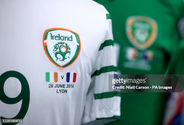 Republic of Ireland kit from the match against France in Euro 2016 during the media briefing at JACC Headquarters, Dublin.