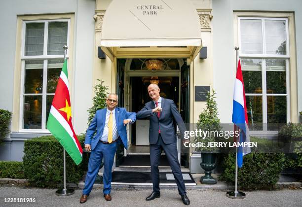 Dutch Minister for Foreign Affairs Stef Blok meets his Surinamese colleague Albert Ramdin in Voorburg on August 24, 2020. - After ten years, Ramdin...