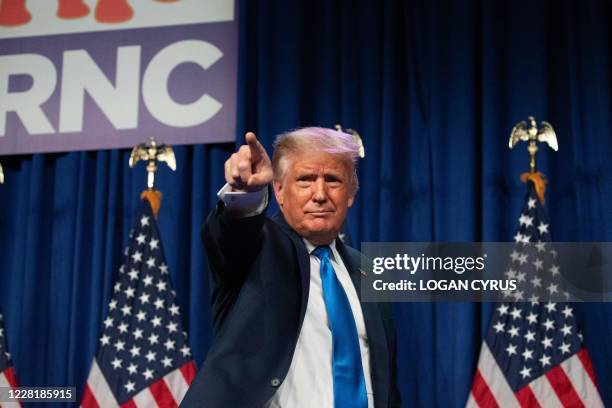 President Donald Trump speaks during the first day of the Republican National Convention on August 24 in Charlotte, North Carolina. President Donald...