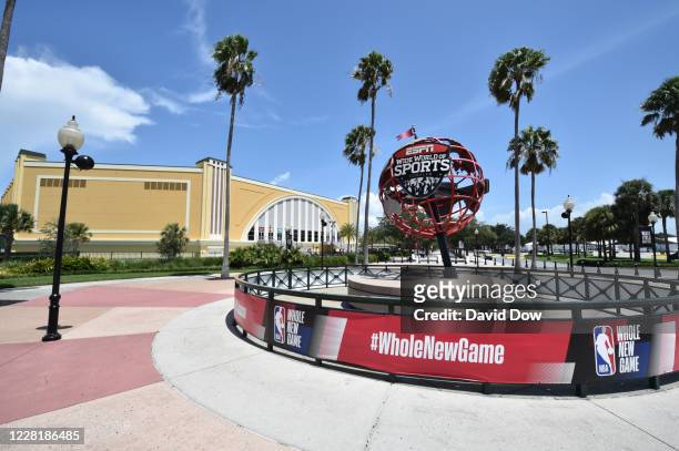 General overall exterior of the NBA Restart 2020 on August 24, 2020 at AdventHealth Arena at ESPN Wide World of Sports Complex in Orlando, Florida....