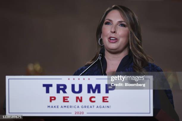 Ronna McDaniel, chairwoman of the Republican National Committee, speaks during the Republican National Convention at the Andrew W. Mellon Auditorium...