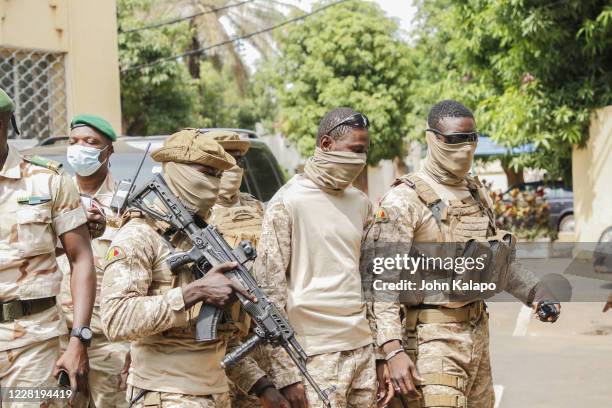 President of the CNSP and head of Malian special forces arrives at the transitional talks with ECOWAS on August 24, 2020 in Bamako, Mali. Three-day...