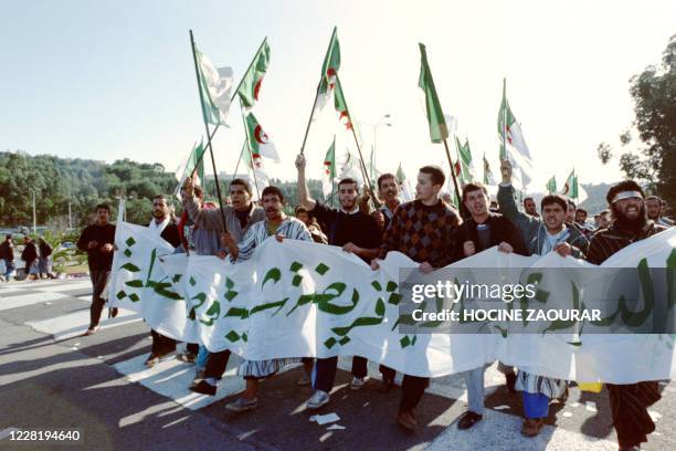 Members of the Islamic Salvation Front demonstrate in May 1991 in the streets of Algiers .