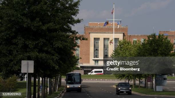 Vehicles drive in front of the U.S. Food and Drug Administration headquarters in White Oak, Maryland, U.S., on Tuesday, Aug. 25, 2020. The FDA is...