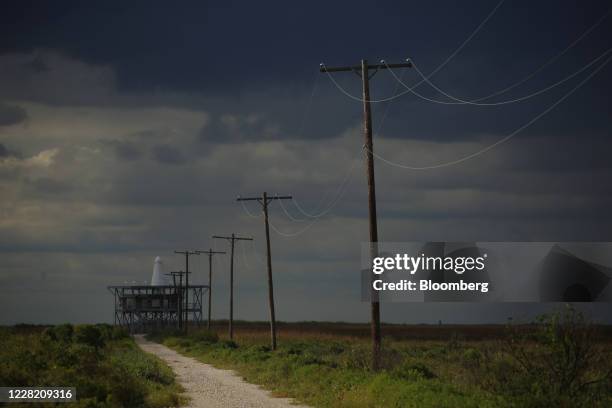Radar station at the Texas Point National Wildlife Refuge ahead of Hurricane Laura in Sabine Pass, Texas, U.S., on Tuesday, Aug. 25, 2020. Hurricane...