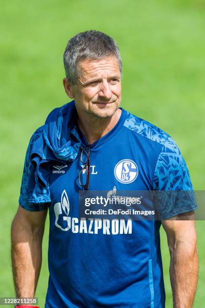 Atheltic coach Werner Leuthard of FC Schalke 04 looks on during the FC Schalke 04 Training Camp on August 25, 2020 in Laengenfeld, Austria.