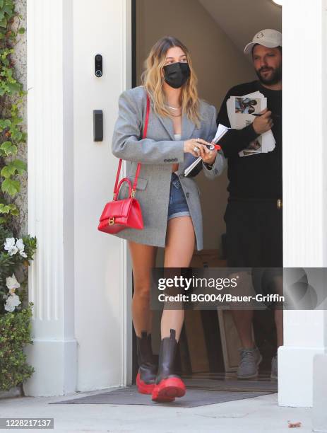 Hailey Bieber is seen on August 26, 2020 in Los Angeles, California.