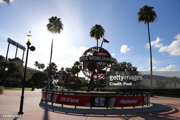 General view of the ESPN Wide World Of Sports Complex after the postponed game five of the first round of the NBA Playoffs between the Oklahoma City...