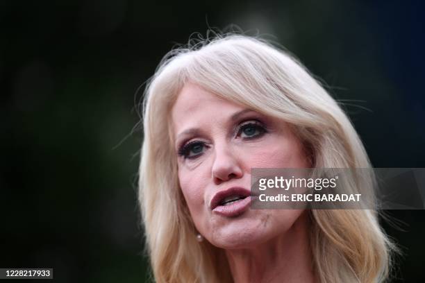 Counselor to the President Kellyanne Conway speaks with the press at the White House in Washington, DC on August 26, 2020. - Conway, a long-serving...