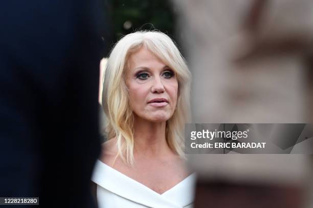 Counselor to the President Kellyanne Conway speaks with the press at the White House in Washington, DC on August 26, 2020. - Conway, a long-serving...