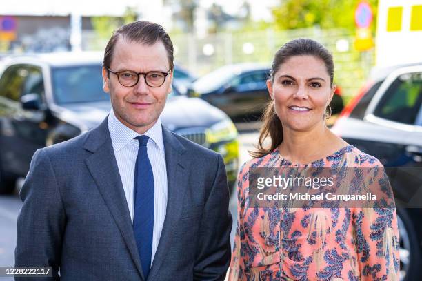 Crown Princess Victoria and Prince Daniel of Sweden visit an ambulance station in the Stockholm suburb of Solna on August 27, 2020 in Stockholm,...