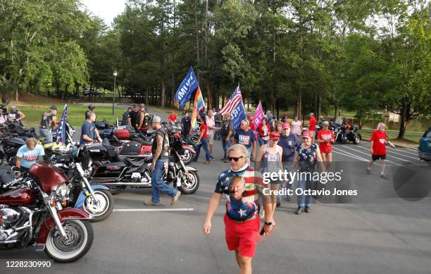 Bikers attend the RNC 2020 Trump Biker Rally & Back the Blue Parade held at Park Road Park on August 27, 2020 in Charlotte, North Carolina. The bike...