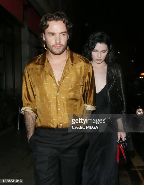 Liam Payne and Maya Henry are seen leaving Novikov restaurant on August 27, 2020 in London, England.