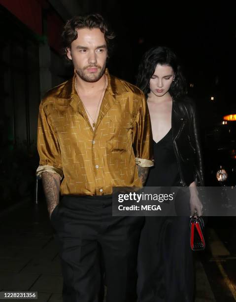 Liam Payne and Maya Henry are seen leaving Novikov restaurant on August 27, 2020 in London, England.