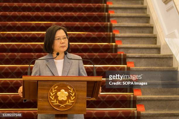 President Tsai Ing-wen speaks during a press conference at the presidential palace. Taiwan President Tsai Ing-wen expressed her desire this week for...