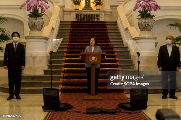 President Tsai Ing-wen speaks during a press conference at the presidential palace. Taiwan President Tsai Ing-wen expressed her desire this week for...