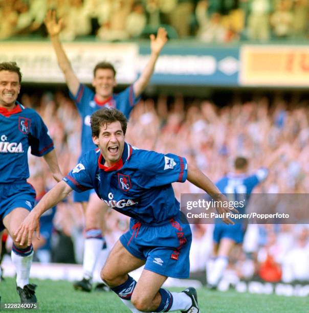 Gavin Peacock of Chelsea celebrates after scoring during the FA Carling Premiership match between Chelsea and Blackburn Rovers at Stamford Bridge on...