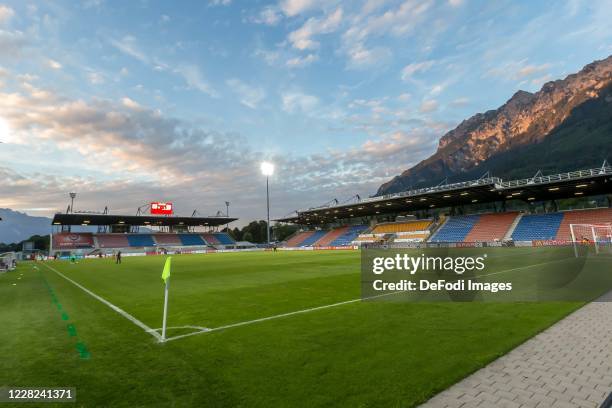 General view of the stadium prior to the UEFA Europa League qualification match between FC Vaduz and Hibernians F.C. At Rheinpark Stadion on August...