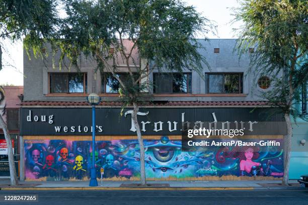 General views of the Troubadour nightclub, still closed due to COVID-19 restrictions on August 28, 2020 in West Hollywood, California.