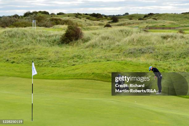 Emilie Alba Paltrinieri of Italy putts during the Semi-Finals on Day Five of The Women's Amateur Championship at The West Lancashire Golf Club on...
