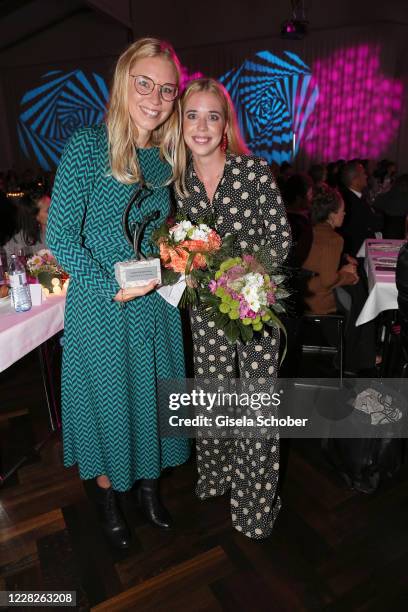 Josefina Vilsmaier and her sister Janina Vilsmaier with the Joseph Vilsmaier Award during the festival night and award ceremony of the 8th Kitzbuehel...