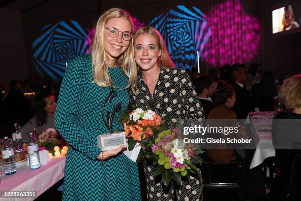 Josefina Vilsmaier and her sister Janina Vilsmaier with the Joseph Vilsmaier Award during the festival night and award ceremony of the 8th Kitzbuehel...