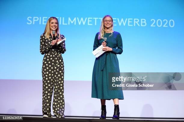 Josefina Vilsmaier and her sister Janina Vilsmaier during the festival night and award ceremony of the 8th Kitzbuehel Film Festival at K3 Congress...