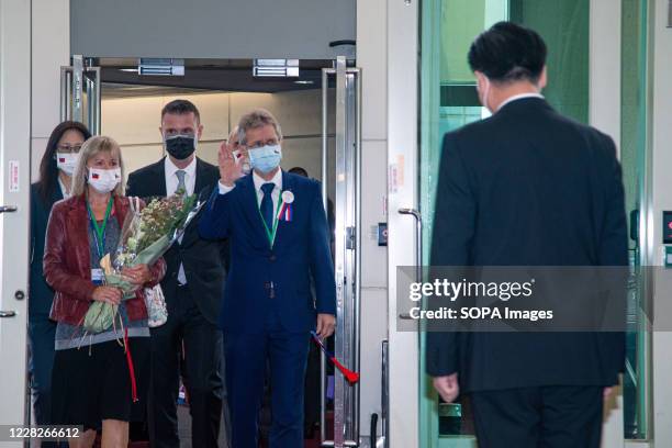 Czech Senate President Milos Vystrcil arrives at Taoyuan International Airport in Taipei. The president of the Czech Senate arrived in Taiwan on a...