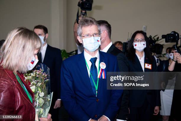 Czech Senate President Milos Vystrcil arrives at Taoyuan International Airport in Taipei. The president of the Czech Senate arrived in Taiwan on a...