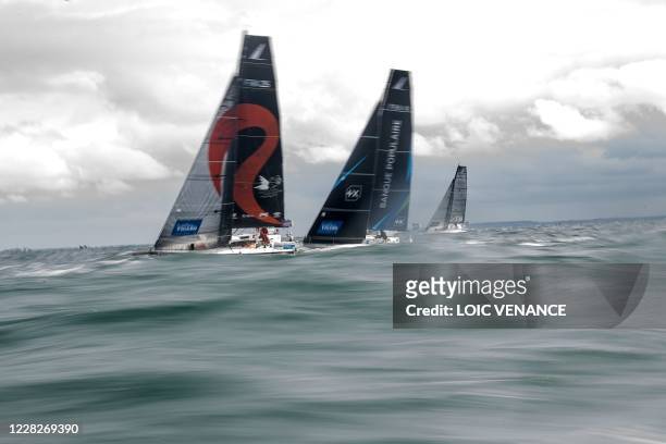 Armel Le Cleac'h , Banque Populaire 41, takes to the start with others skippers of the 51st edition of La Solitaire du Figaro solo sailing race on...