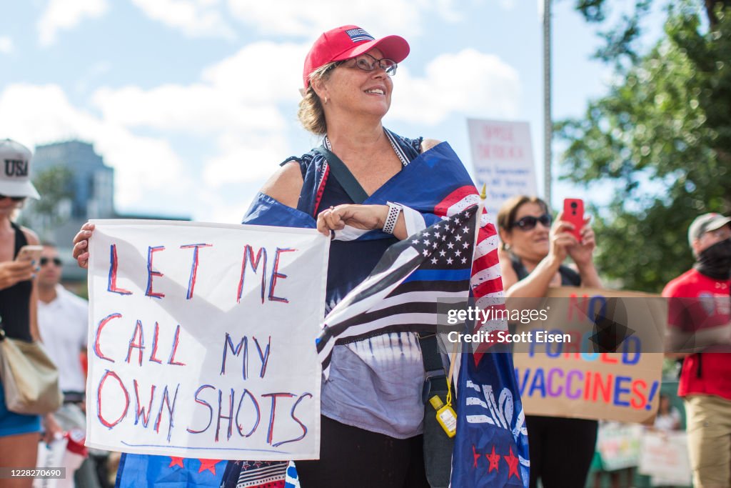 Anti-Vaccine Activists Protest In Front Of Massachusetts State House