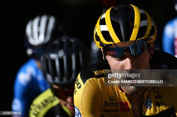 Team Jumbo rider Netherlands' Tom Dumoulin rides during the 2nd stage of the 107th edition of the Tour de France cycling race, 187 km between Nice...