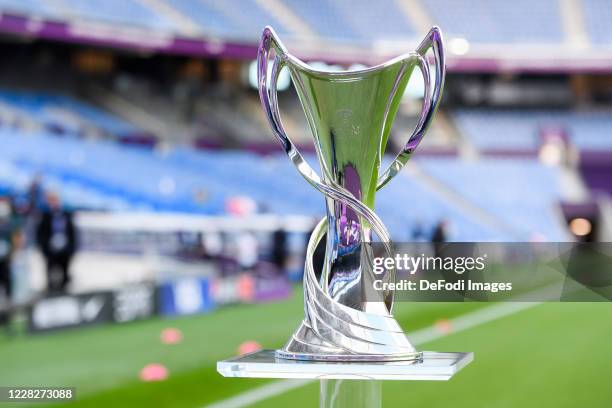 Trophy of the UEFA Women's Champions League prior to the UEFA Women's Champions League Final between VfL Wolfsburg Women's and Olympique Lyonnais at...