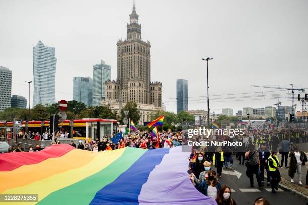 &quot;No more!&quot; - anti-discrimination march of LGBTQ+ members &amp; supporters walked on August 30, 2020 through Warsaw's city center to end up...