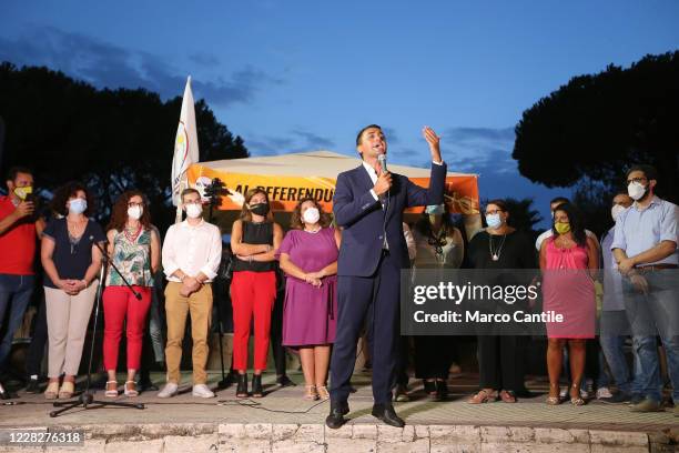 The Foreign Minister and politician of the 5 Star Movement, Luigi Di Maio, during a rally to support the Yes to the next Constitutional Referendum in...