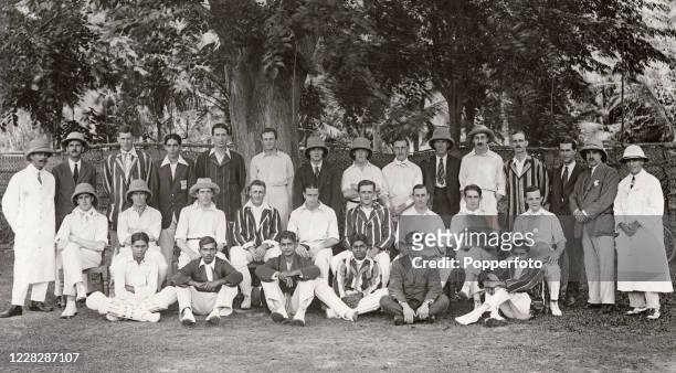 The MCC England cricket team and the Ceylon cricket team prior to their match in Colombo on 11th October 1920. The England team were en route to...