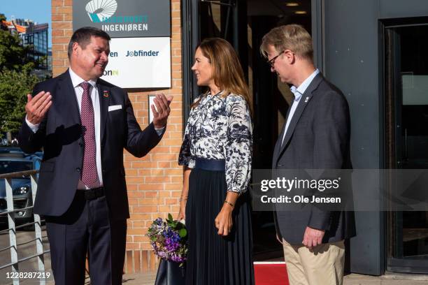 Crown Princess Mary of Denmark, together with David Brigs , CEO at VELUX, and Bo Øksnebjerg , Secretary General at WWF, seen during her participation...