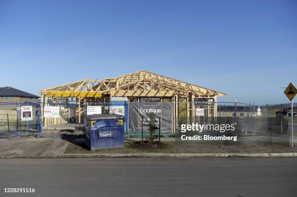 Residential property stands under construction at a housing development in Melbourne, Australia, on Tuesday, Sept. 1, 2020. Australian house...